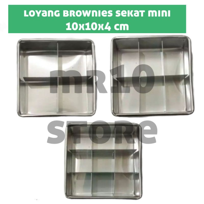 loyang brownies sekat 10x10x4/loyang roti unyil/ loyang sekat mini