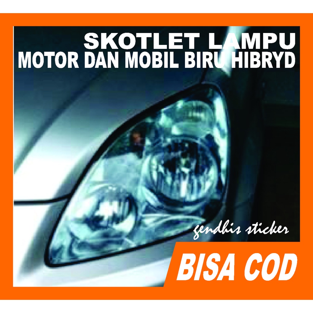 Stiker Skotlet Lampu Biru Transparan Hibryd Motor dan mobil