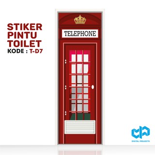  Stiker  Pintu  Kamar  Mandi  Toilet motif BOX TELEPHONE T D 