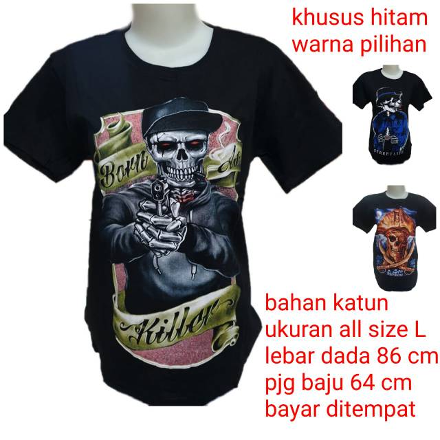 Tokoabelgrosir bahan katun hitam tengkorak ukuran all size L