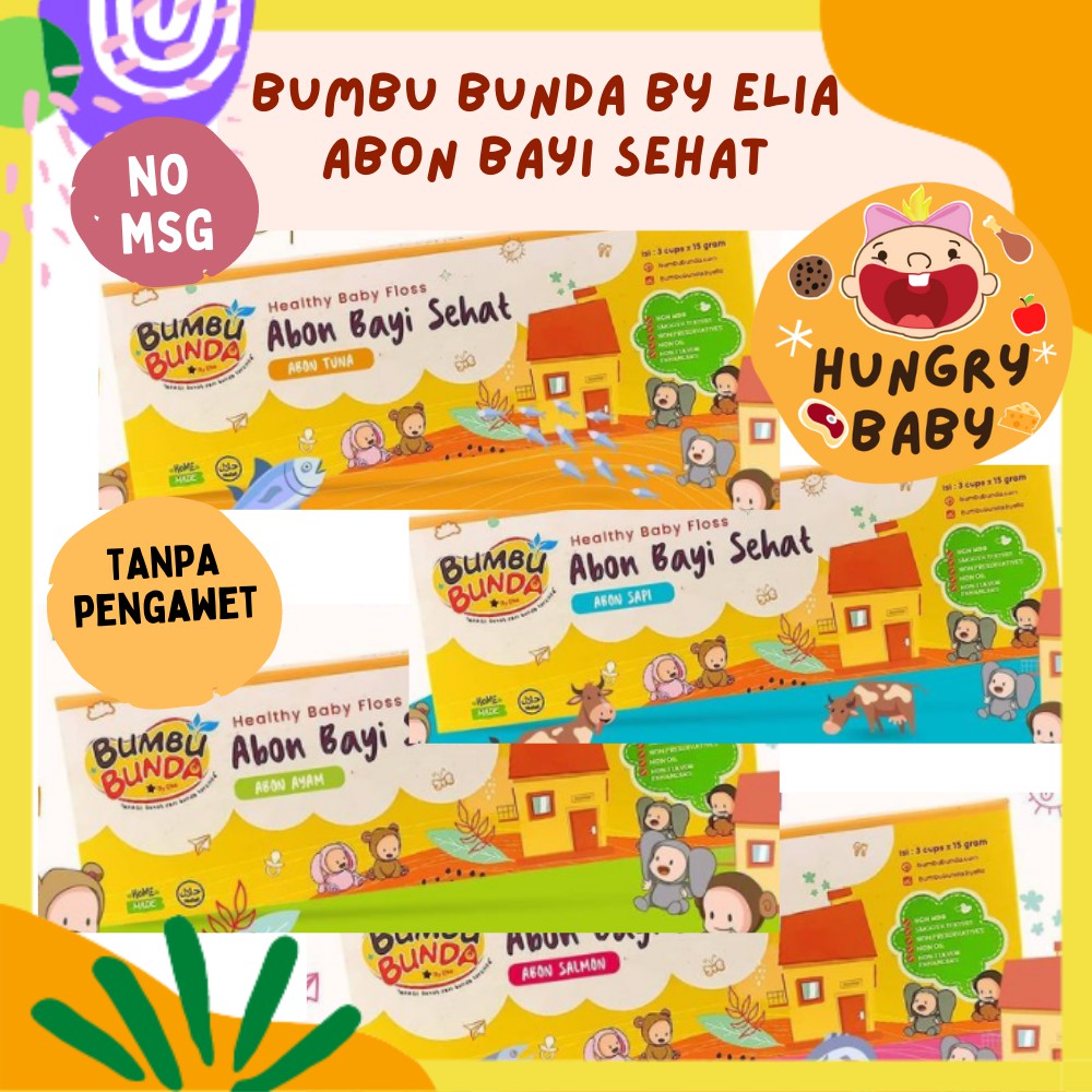 Abon Bayi Sehat Bumbu Bunda by Elia / MPASI Non MSG / Abon Sapi Ayam / Abon Slow Cooker (3x15 gram)