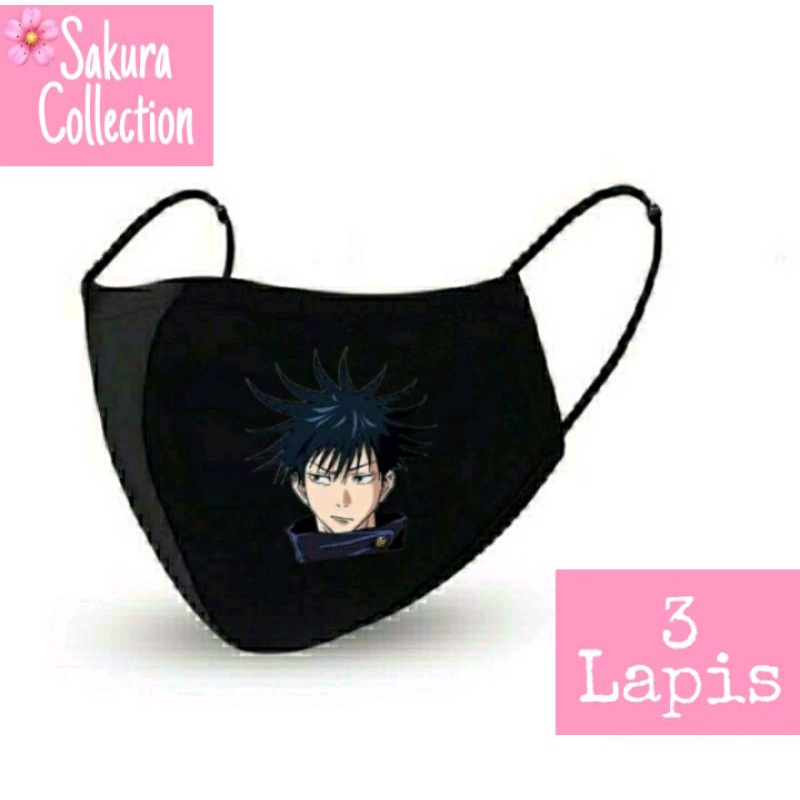 Masker Kain 3 Lapis / Scuba / Hijab - Jujutsu Kaisen