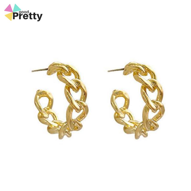 Anting Stud Model Rantai Rongga Bahan Logam Gaya Retro - PD