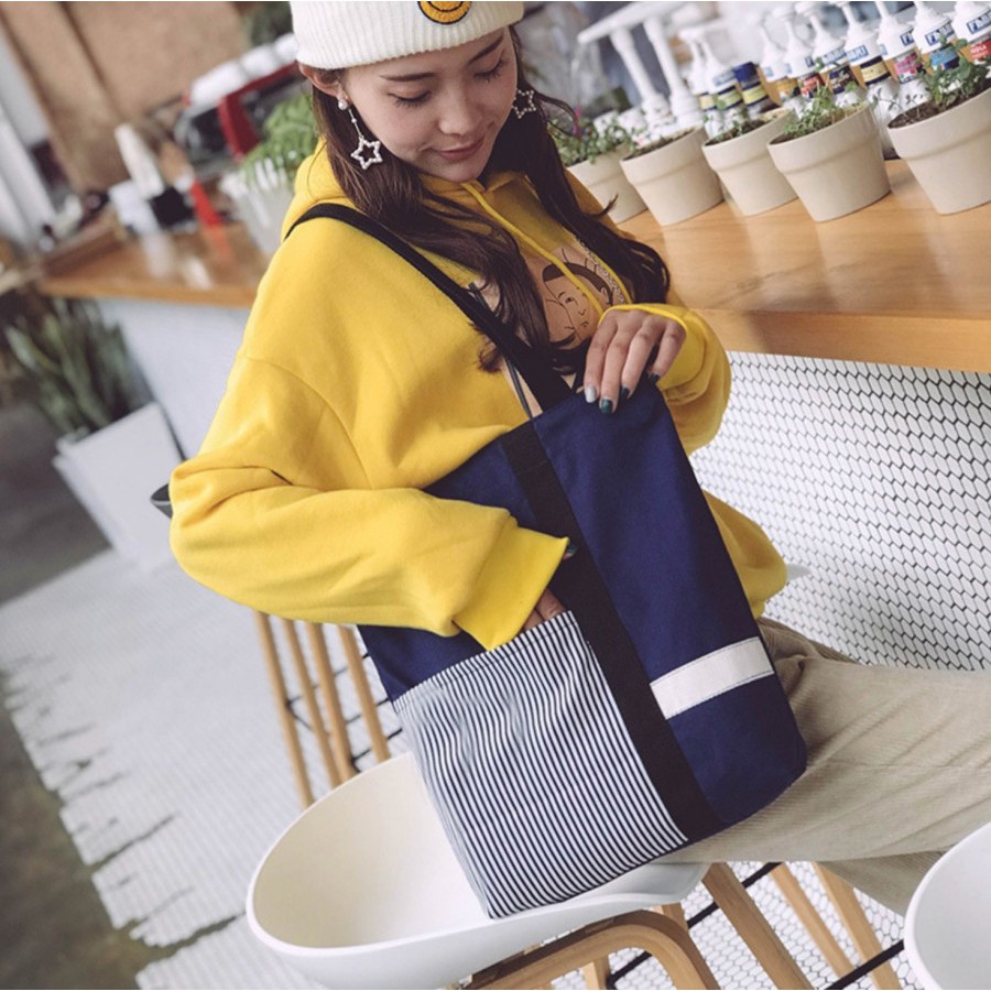 TC-99 tas canvas tote bag shoulder import korea jepang high quality