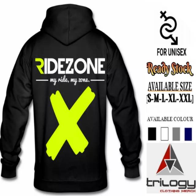 HOODIE JUMPER RIDER RIDEZONE MY RIDE, MY ZONE SABLON BELAKANG