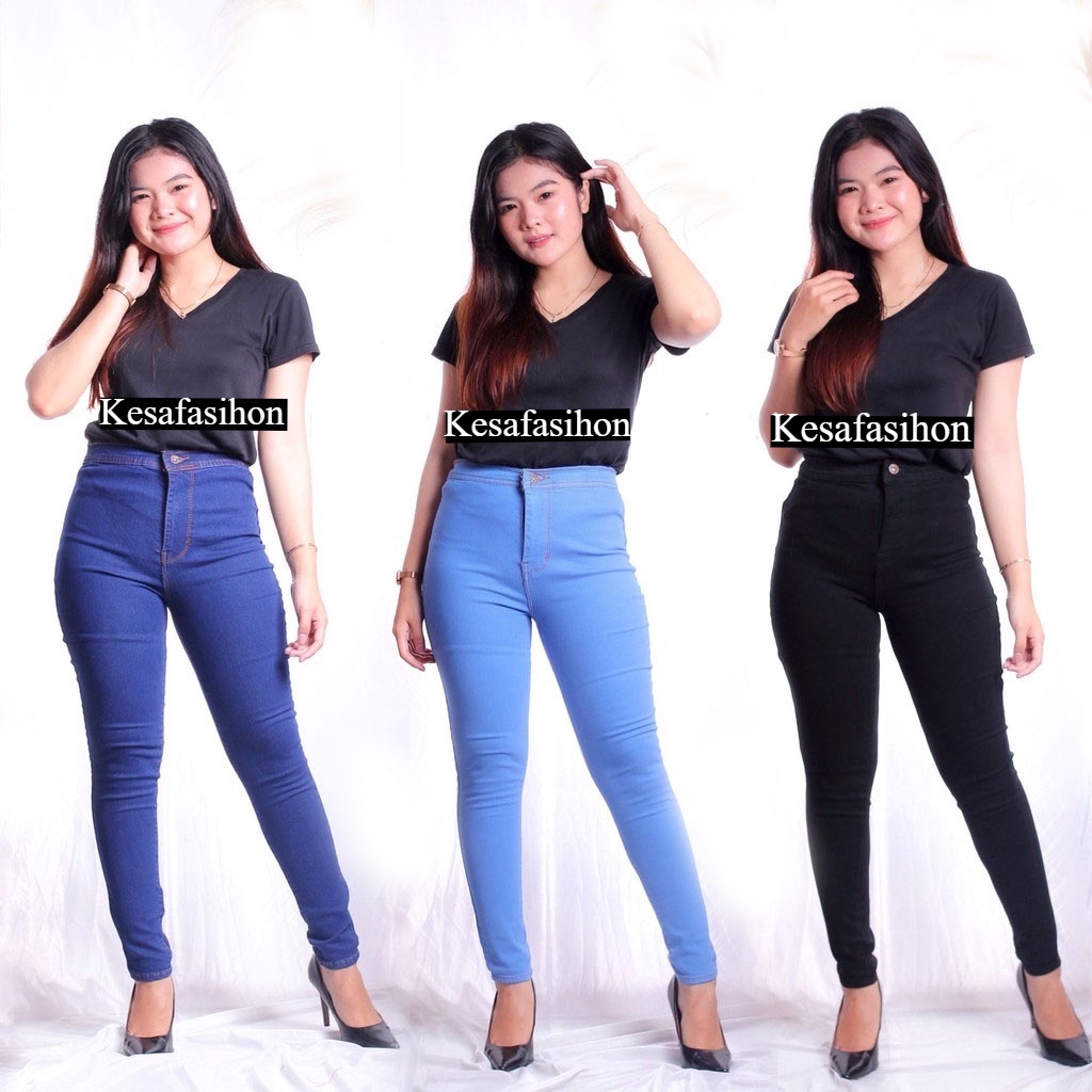 CELANA JEANS HIGH WAIST ONE BUTTON // CELANA JEANS HIGHWAIST KANCING SATU POLOS