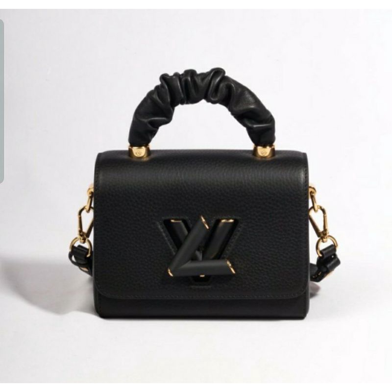 LV TWIST PM CRUNCHIE TOP HANDLE BLACK LEATHER