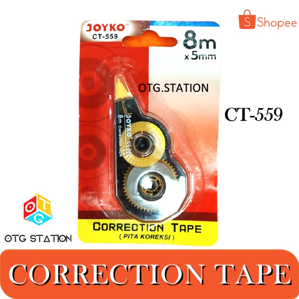 

Correction Tape / Pita Koreksi / Tip Ex Kertas / Tip-Ex / Stipo Kertas Joyko CT-559 OTG STATION