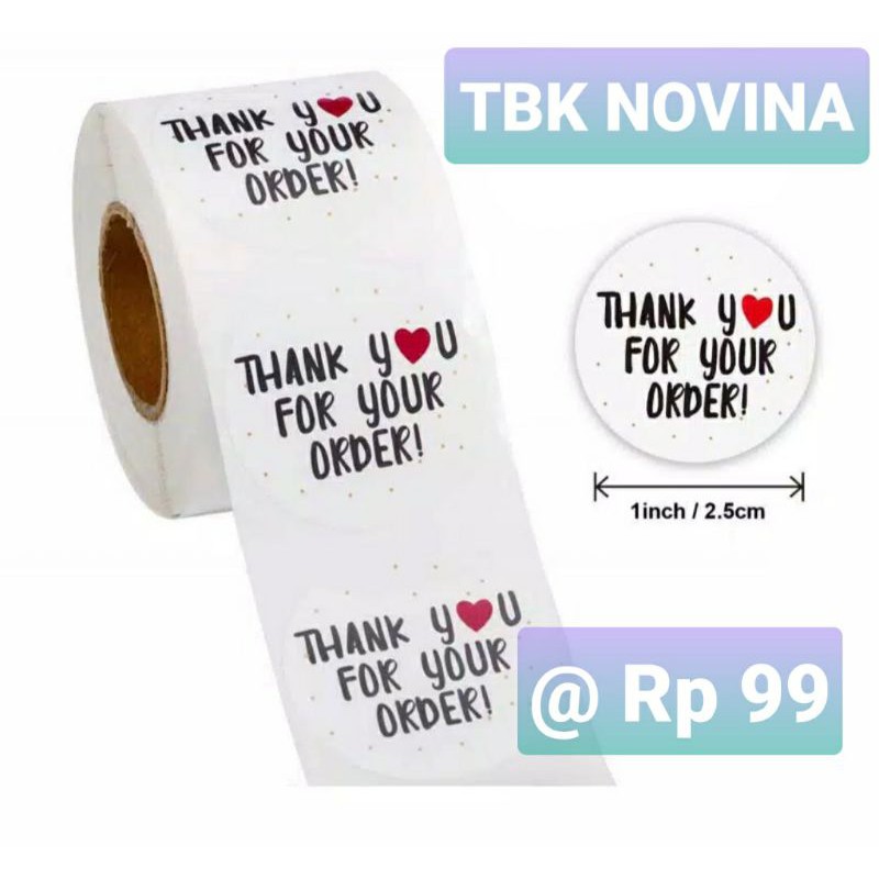 [KODE 01]  Stiker Thank You / Label segel Terima kasih 2.5cm (10pcs)