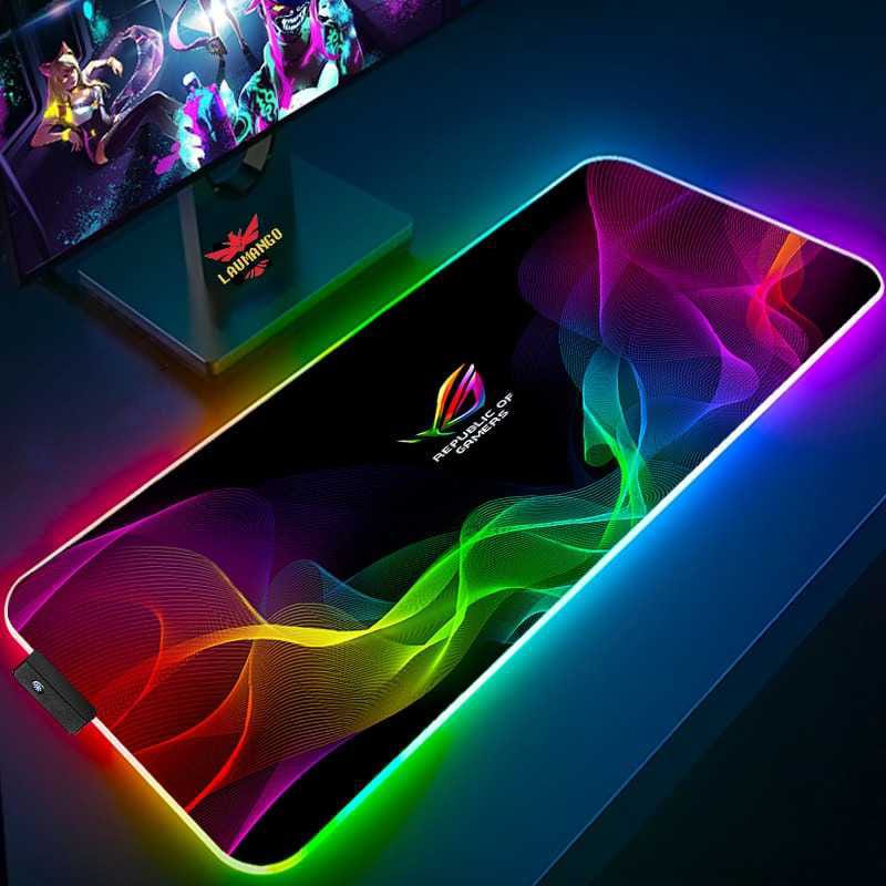 Alas Tatakan Gaming Mouse Pad Illuminated LED RGB 800x300mm Logo Asus ROG USB Cable Antin Air