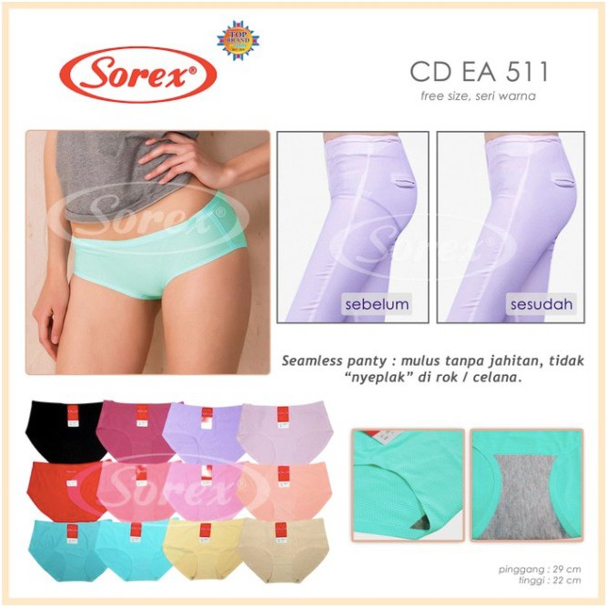 CD SOREX EA511 EA510 – Celana Dalam Wanita Tanpa Jahitan Seamless Panties Anti Nyeplak