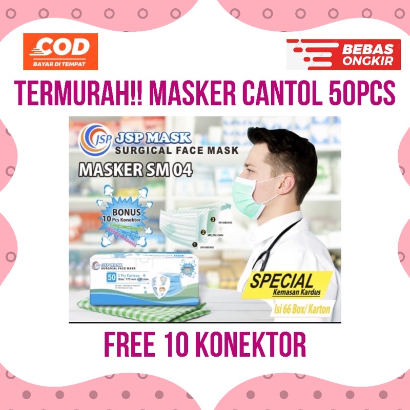 [ Masker Medis ] JSP Masker Earloop Free Konektor Masker Cantol Telinga Non Hijab Masker