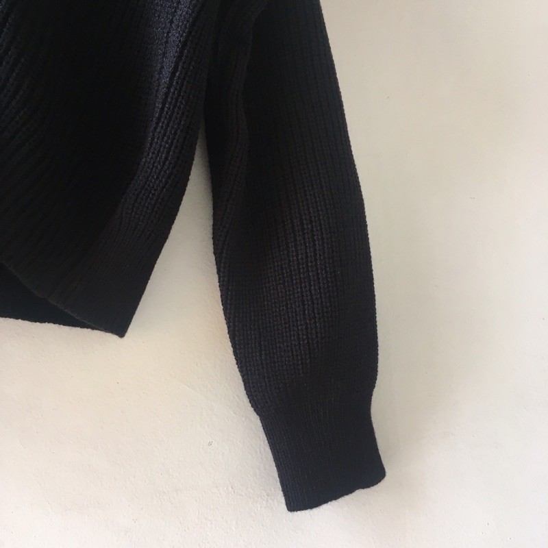 Bailey Knit Cardigan Premium Rajut Tebal (lilac, softmocca, mocca, grey)-Black