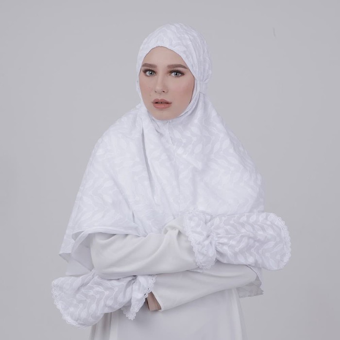 Zoya set bergo & manset umroh zora white