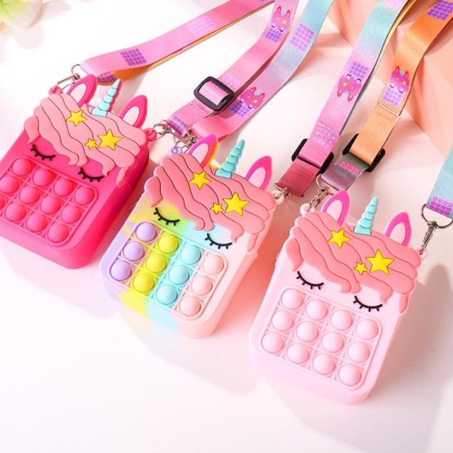℗ Pop It Wallet Unicorn Cross Bag - Tas Anak Pop It Mini Sling Bag ☇
