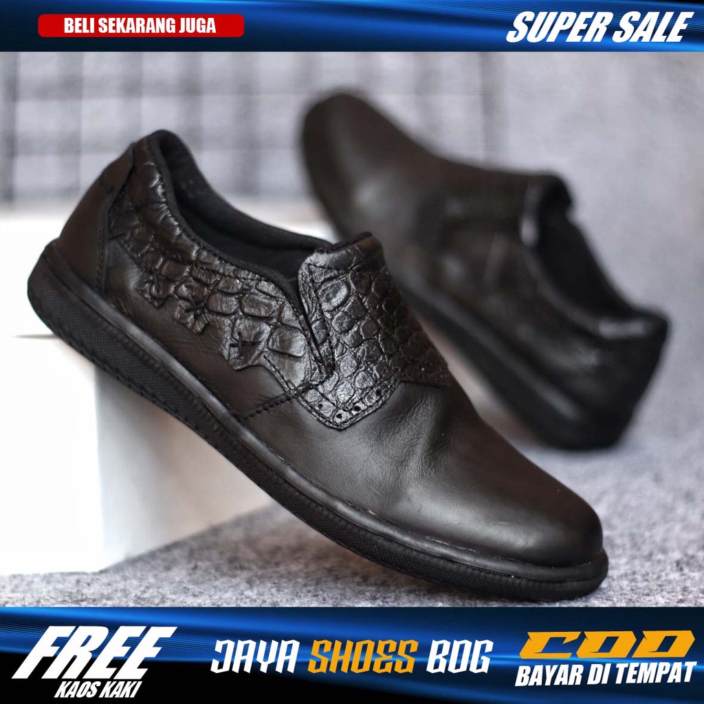 BOOGER|Sepatu Formal Casual Pria Kulit Asli Pantofel Hitam Pria Kerja Kantor