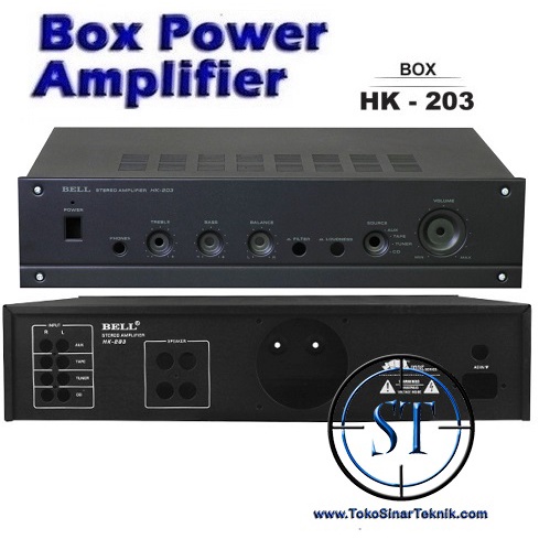 Box Power Amplifier HK-203 Box BELL HK203 HK 203 Bok Power Ampli Wadah Kotak Alumunium Besi Tone Control