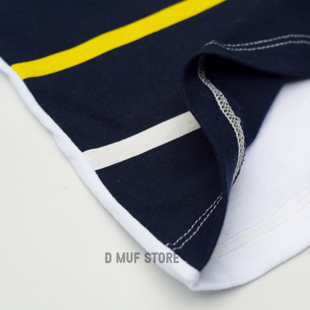 Kizzu Kaos Anak Premium Cotton 30s Usia 1-12 Tahun APG White Navy- dmufstore
