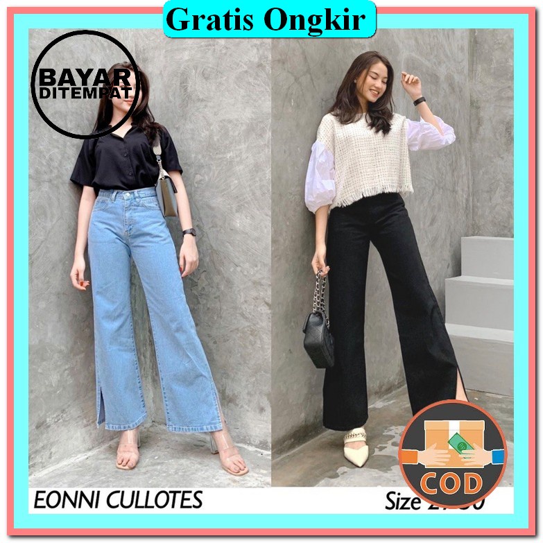 Kulot Jeans Wanita Kekinian Kulot Jins Cewek Gaya Korea Celana Panjang Jeans Wanita Kulot Jins Perem
