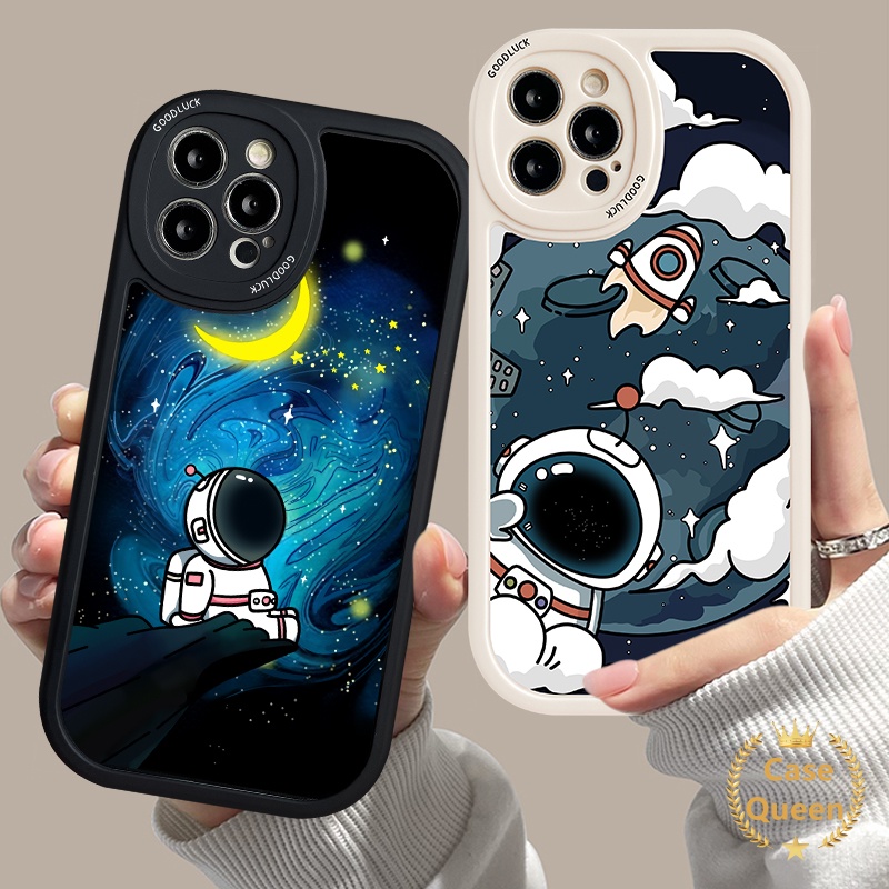 Case Astronot Kartun NASA Trendy Realme C53 C55 10 Pro Plus C30 C25s C12 8 8i 9i C15 C25 C25Y C35 C21Y C31 C1 GT C20A C3 C21 C17 C20 8Pro 6i 5i 6 5s 5 6s Casing Belakang Lembut Sarung