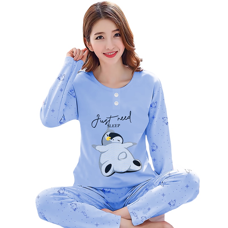 Lilipop.id  Baju Tidur Wanita Need Sleep Celana Panjang PP Allsize Lengan Panjang Baby Doll Bahan Kaos dewasa