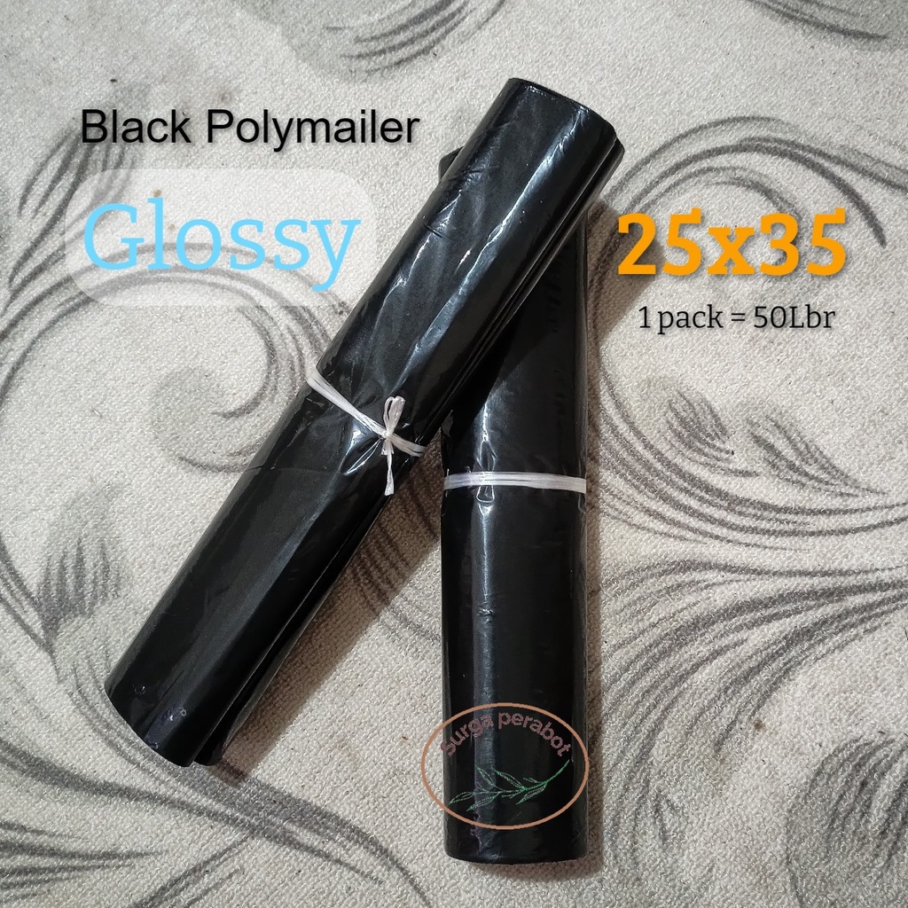 

POLYMAILER 25x35 HITAM POLOS GLOSSY POLIMAILER PLASTIK OLSHOP POLIMER PACKING