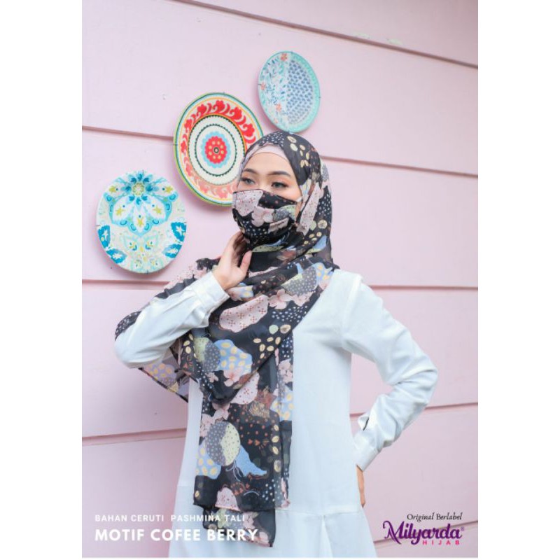 Hijab Instan Pashmina Tali Motif Coffee Berry
