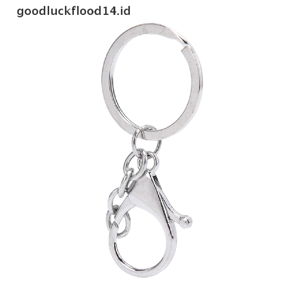 [OOID] 10Pcs Big Lobster Clasp Hooks Keychain Split Ring Short Chain Key Ring DIY  ID