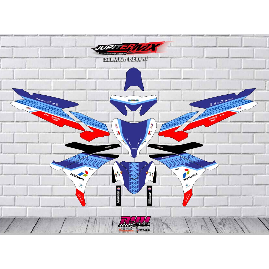 STIKER DECAL FULL BODY JUPITER MX NEW 135cc MANDALIKA PERTAMINA CUSTOM RACE