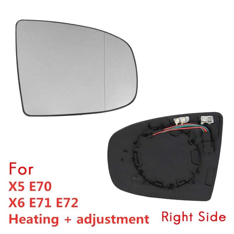 Right Side Rear View Mirror Side Mirror Glass Heated + Adjustment for BMW X5 E70 2007-2013 X6 E71 E72 2008-2014