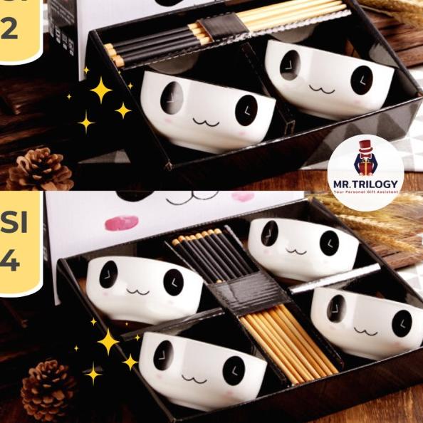 Hampers Mangkok Jepang Panda Set Makan Keramik Sovenir Pernikahan lucu
