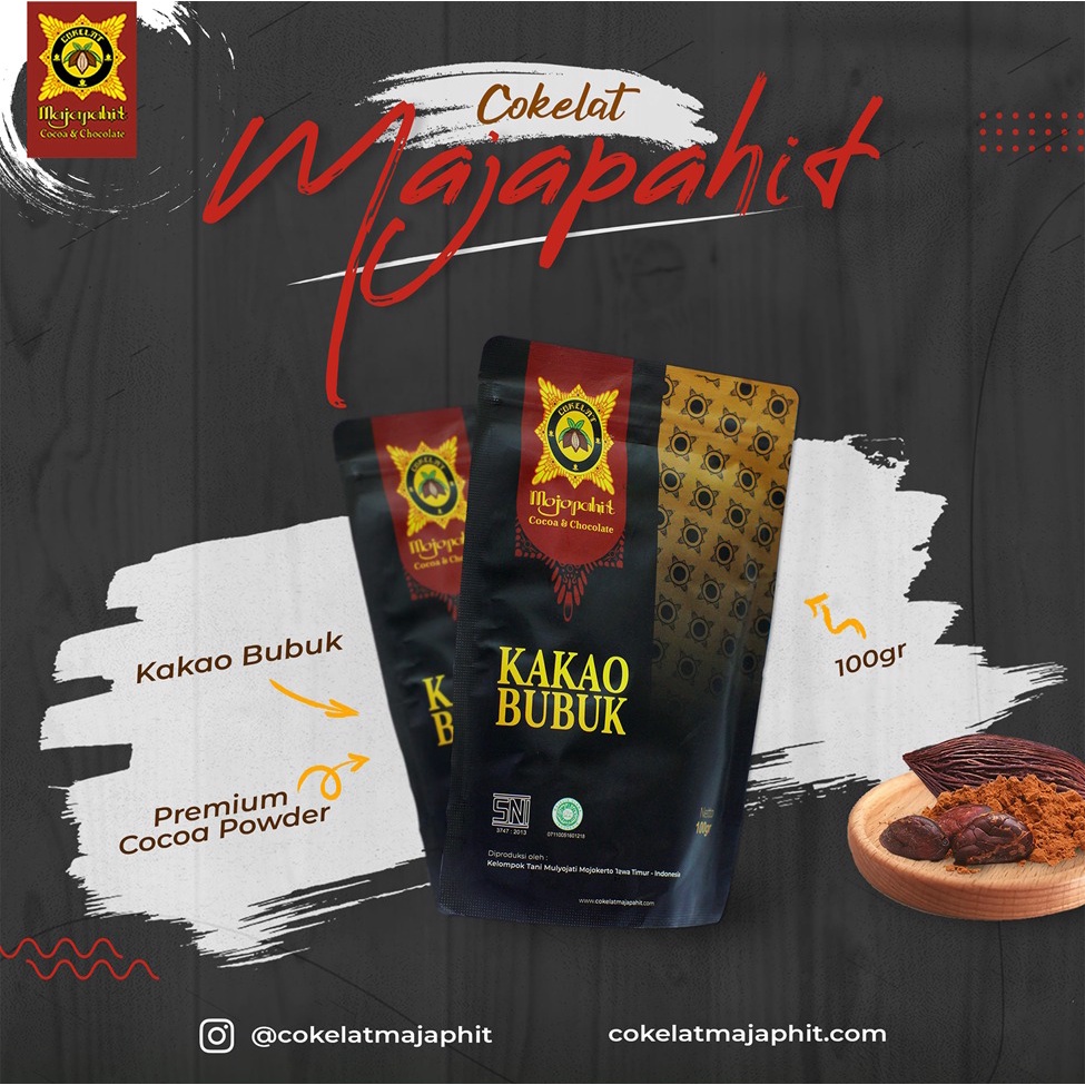 

Coklat Bubuk Pouch 100 gr Dark Cokelat Tanpa Pemanis Buatan Aman Dan Menyehatkan/Cokelat Majapahit