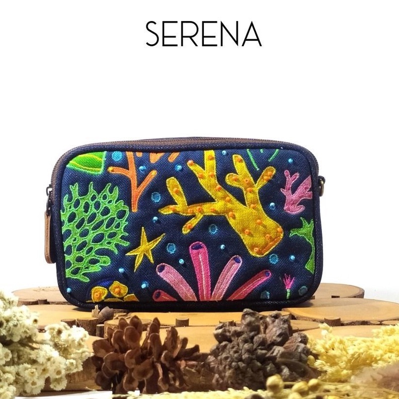 Dompet Mini Mudagaya Puspita SERENA Wanita Etnik Terbaru dengan tali Selempang & jinjing Original Be