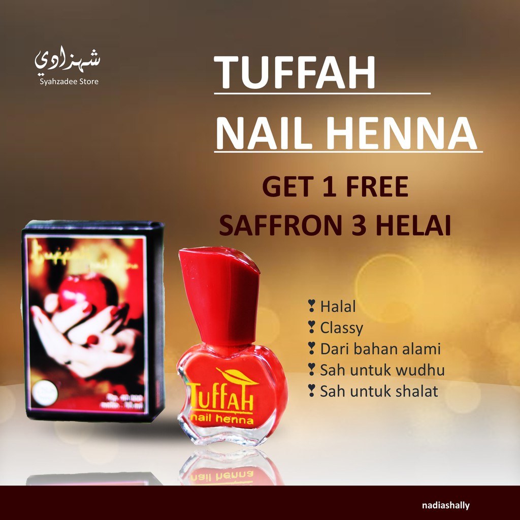 Tuffah Nail Henna FREE 3 HELAI SAFFRON Kutek kuku  10ml 