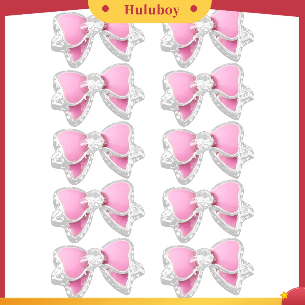 Huluboy Huluboy♡ 10pcs Stiker Kupu-Kupu 3D Bahan Alloy Dengan Berlian Imitasi Warna Pink