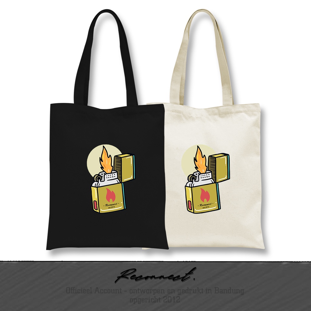 Reconnect TOTEBAG Waterproof motif Api Zippo - Gratis Tambah Nama