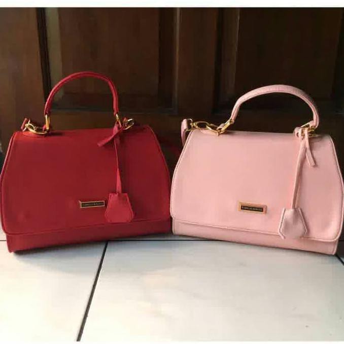 Tas Pesta Charles Keith Boxy Tas Wanita Import Warna Merah Promo