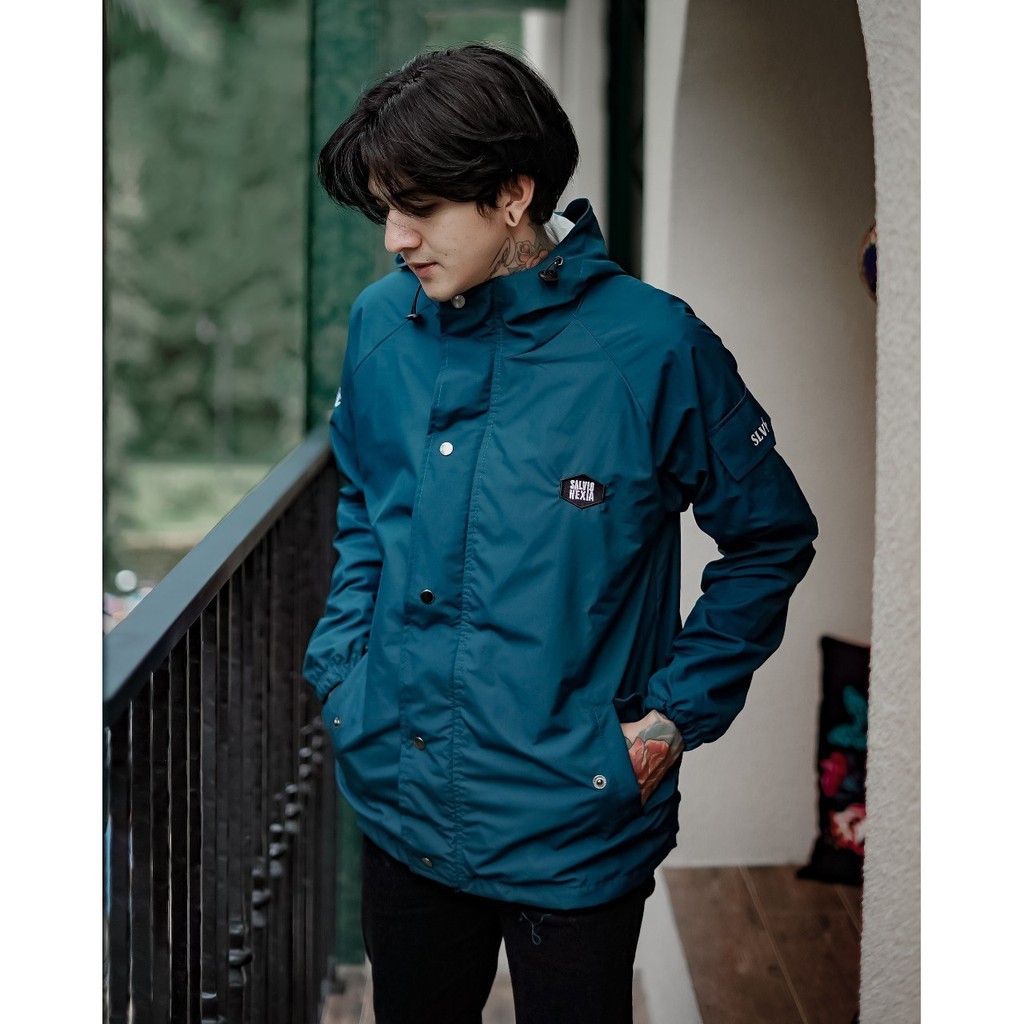 [BISA COD] Jaket Cowok Parasut Taslan Anti Air Saku Lengan Model Windrunner Wind Runner Original