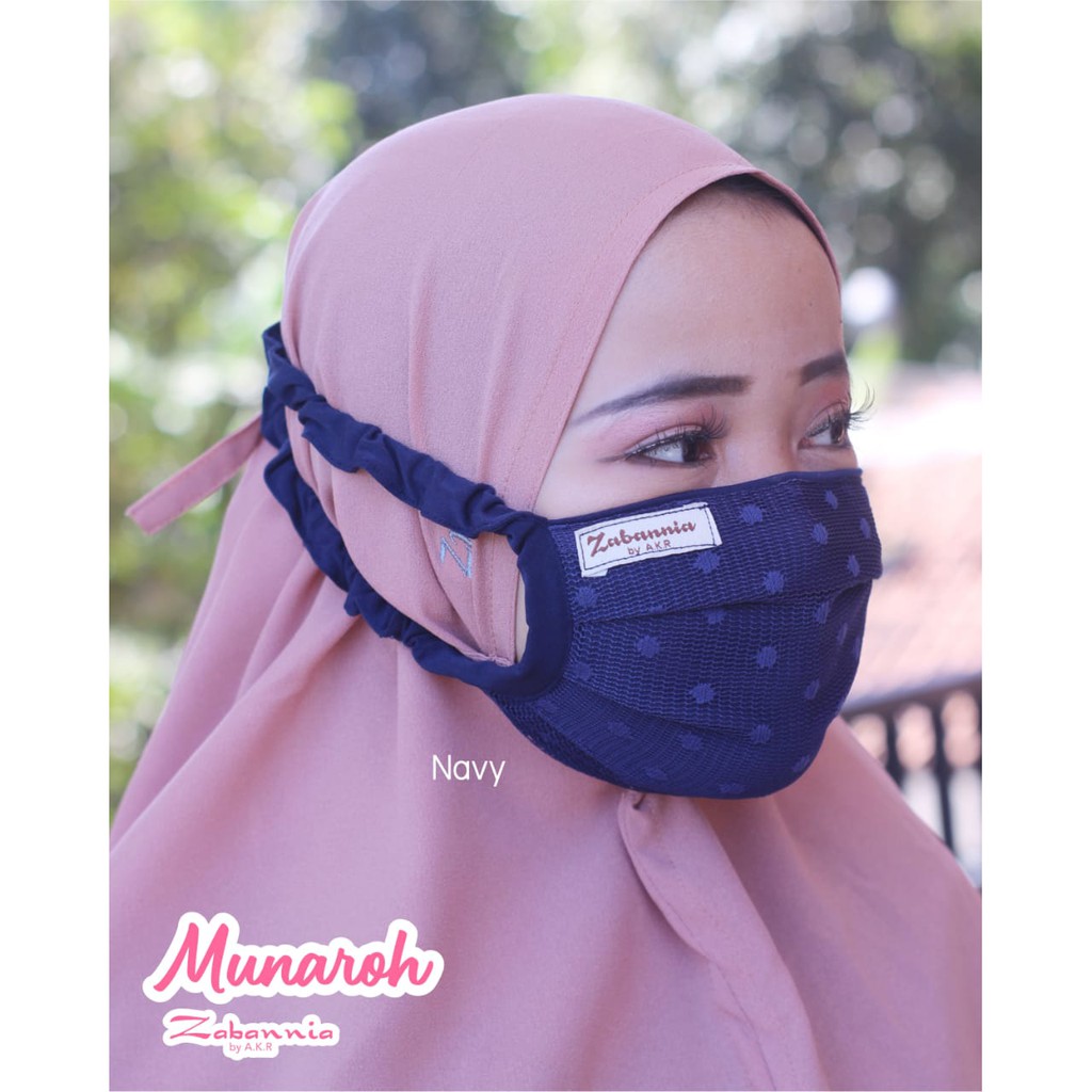 MASKER MUNAROH PESTA RENDA POLKA KAIN KARET BY ZABANNIA AKR HIJAB TERMURAH