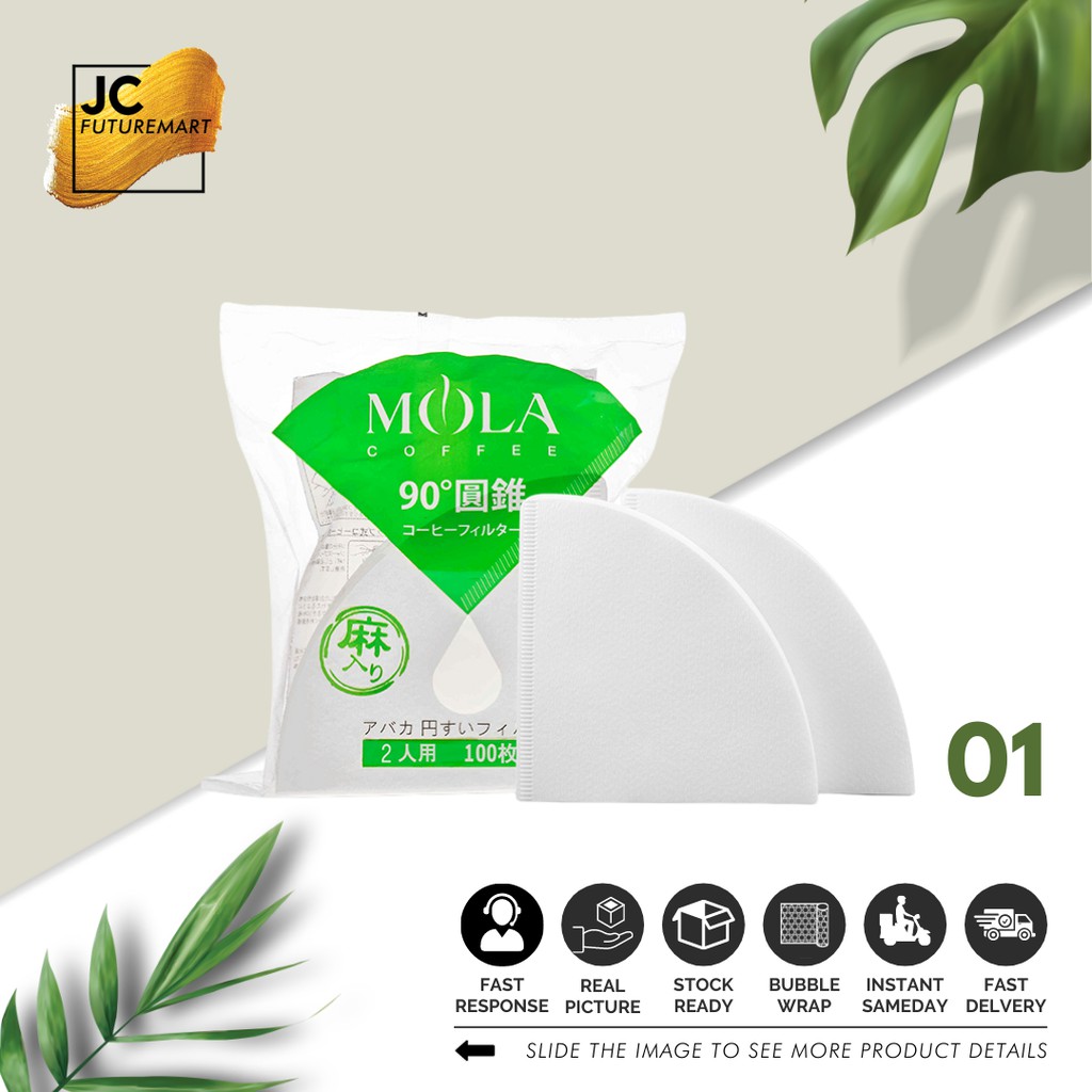 MOLA paper filter V60-01W ABACA / kertas filter kopi 100 Pcs White