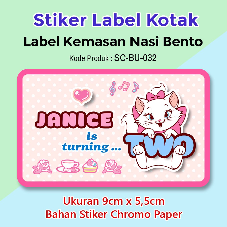 

STIKER LABEL ULANG TAHUN ANAK STICKER NASI BENTO SOUVENIR MARIE THE CAT