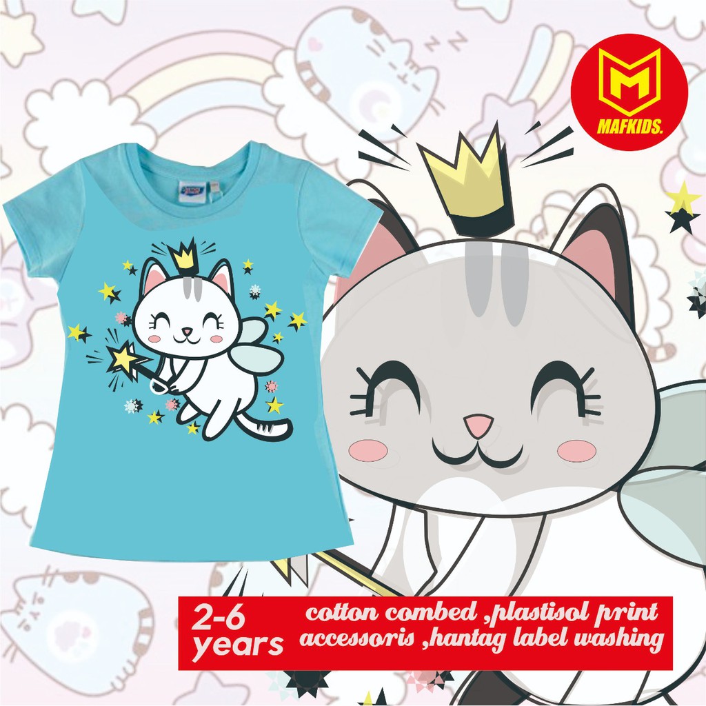 KAOS ANAK PEREMPUAN 1-6 TAHUN MOTIF FAIRYCAT