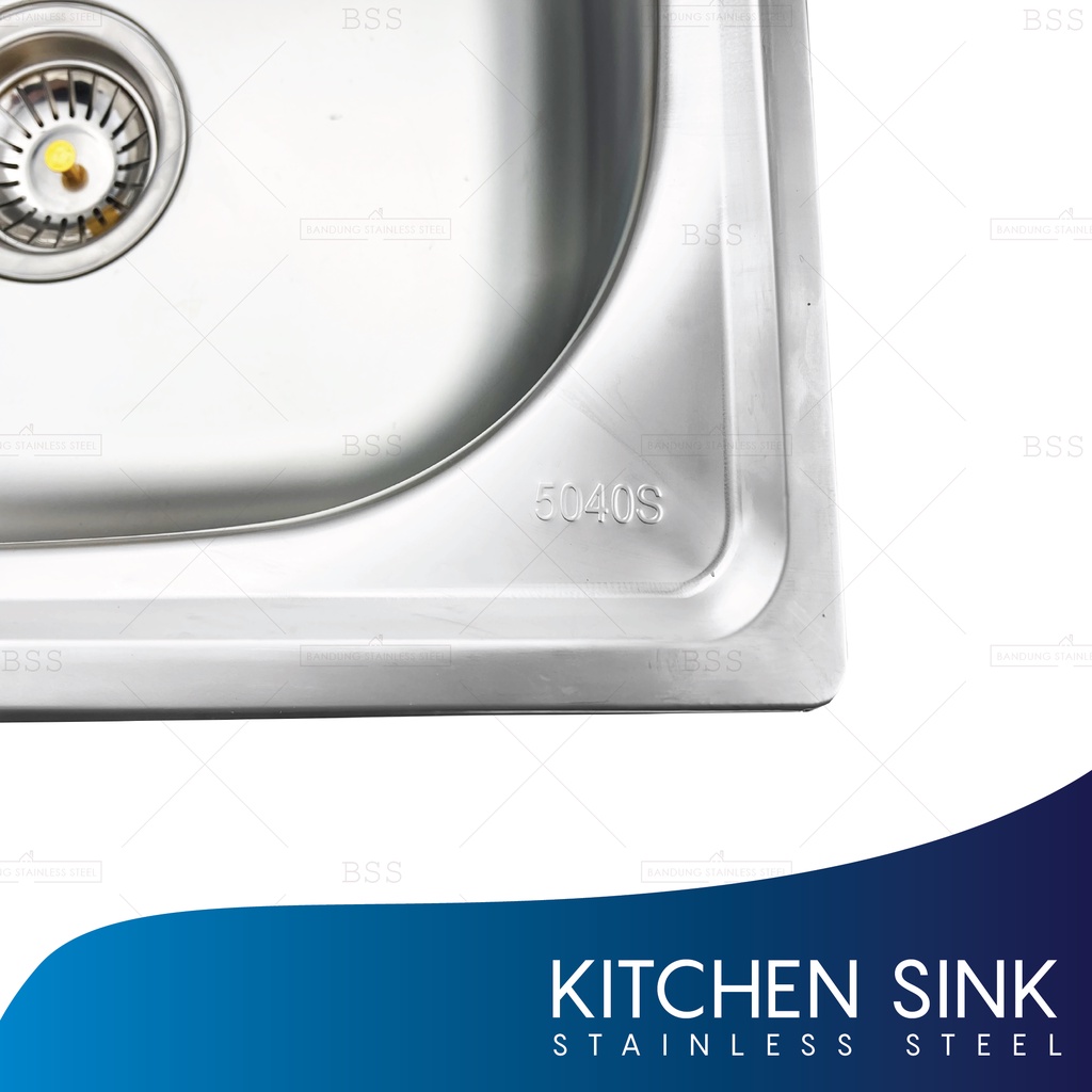 Kitchen sink 5040 bak tempat cuci piring stainless steel murah tinggi 1 lubang