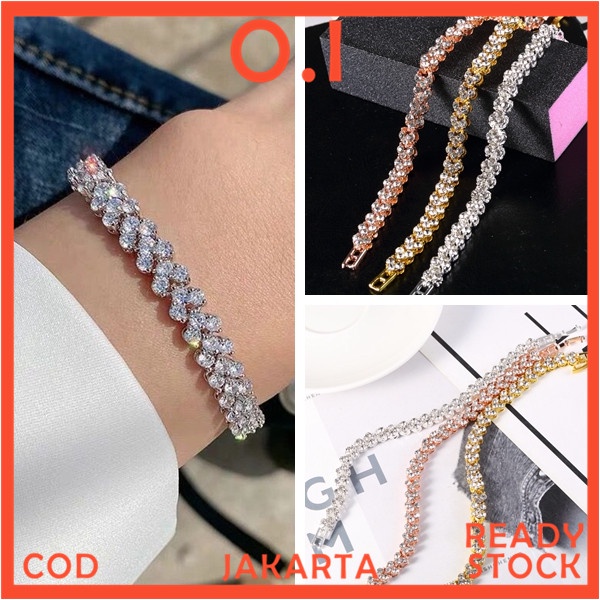 Gelang Permata Kristal Korea Berkilau Fashion Harian