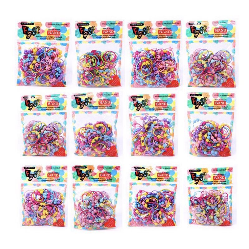 (50 PCS) Ikat Rambut Anak Anak / Karet Ikat Rambut / Kuncir Rambut Kuda Anak