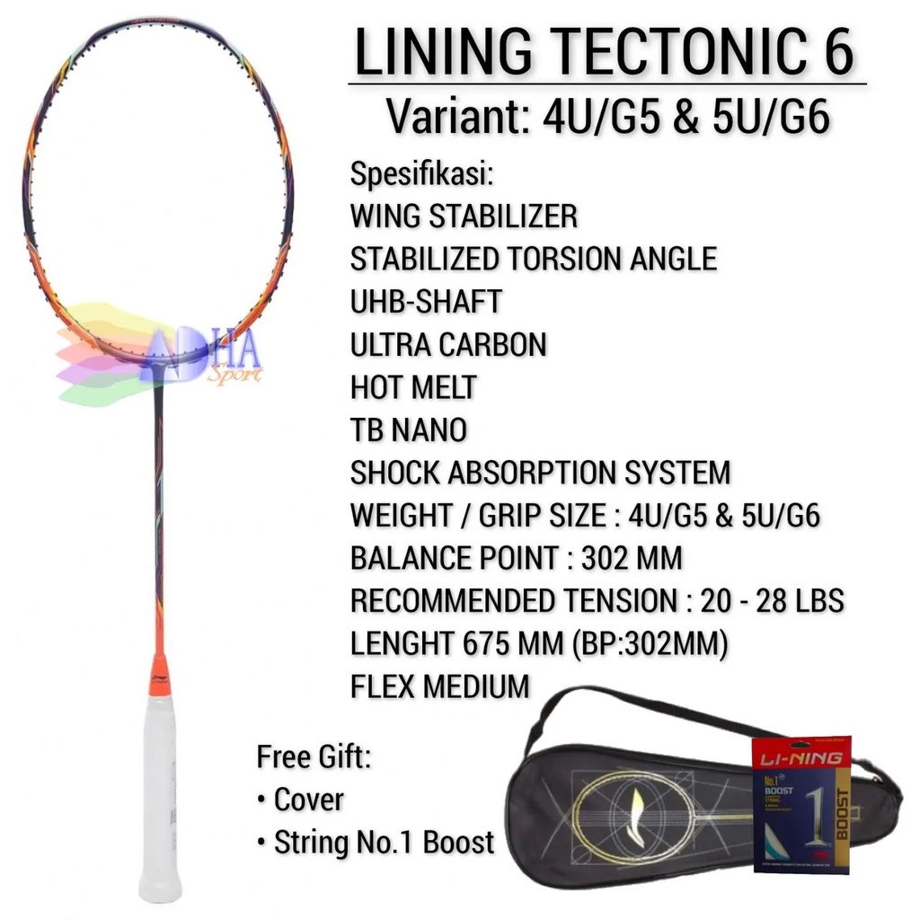 Raket Badminton Lining Tectonic 6 Original Store Surabaya Adha Sport