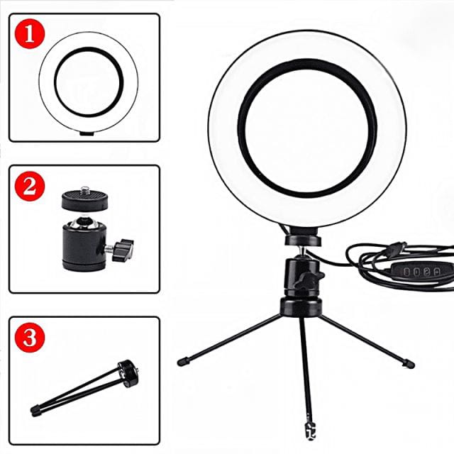 Ring Light 26cm gratis tripod Halo Ring Light LED Kamera DSLR Smartphone1 x Clamp Smartphone1 x Ball Head pasarmurah