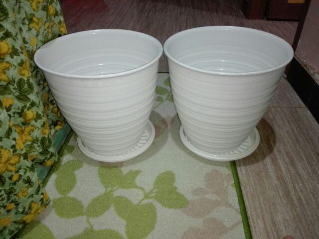 Pot Bunga Tawon Putih Tinggi(pirus) 30cm +tatakan Putih Original