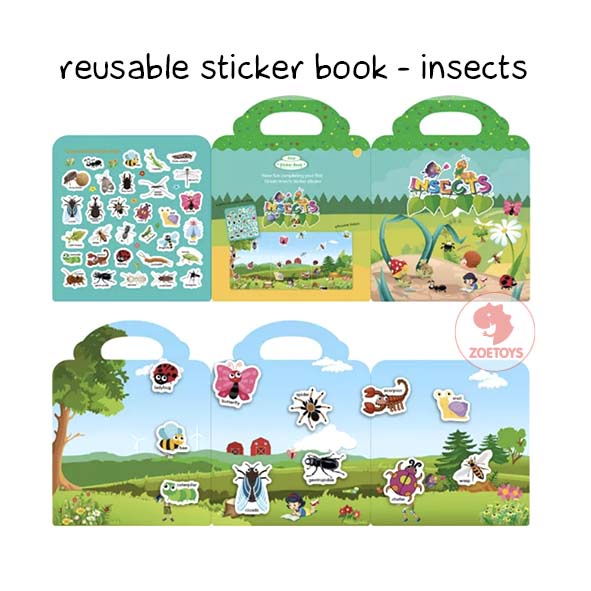 Zoetoys Reusable Sticker Book | Aktivitas Menempel Buku Stiker | Books Activity Mainan Edukasi Waterproof   Mainan Edukasi Anak