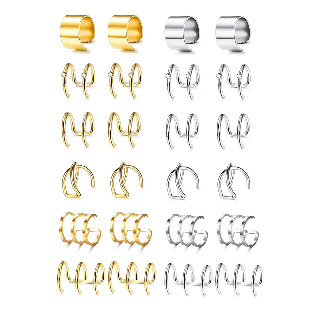 Hu Hu Hu Hu Hu Alat Bantu Pasang Kacamata♡ 6 Pasang Anting Bulat Tanpa Tindik Gaya Hip hop Untuk Wanita